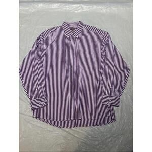 Bills Khakis purple and white striped button-down dress shirt XXL #340